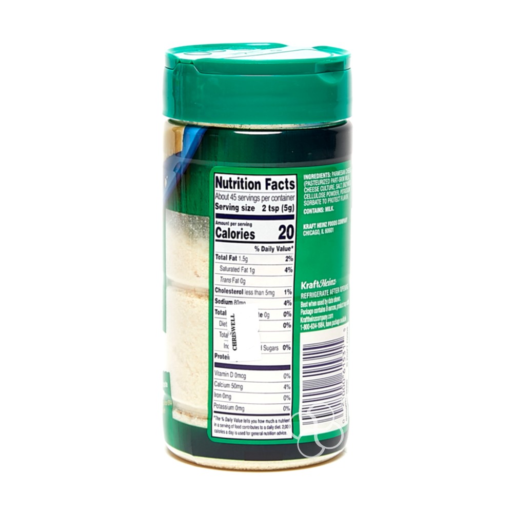 Kraft Parmesan Cheese Nutrition Label