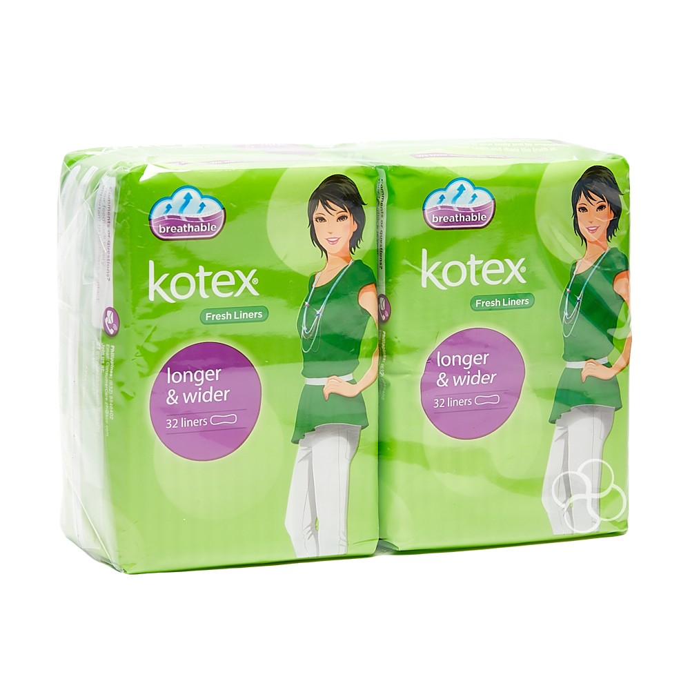 Kotex Longer & Wider Fresh Liners 2 x 32s